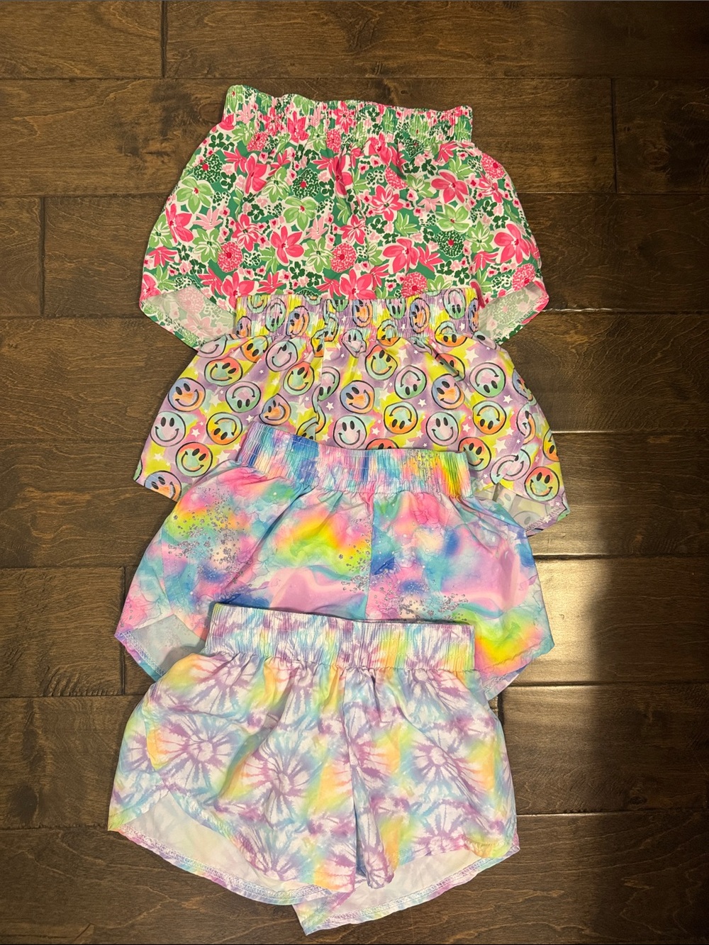 Icecream Girls Multi-Print Shorts Set — Pink, Green, Yellow, Blue, Purple